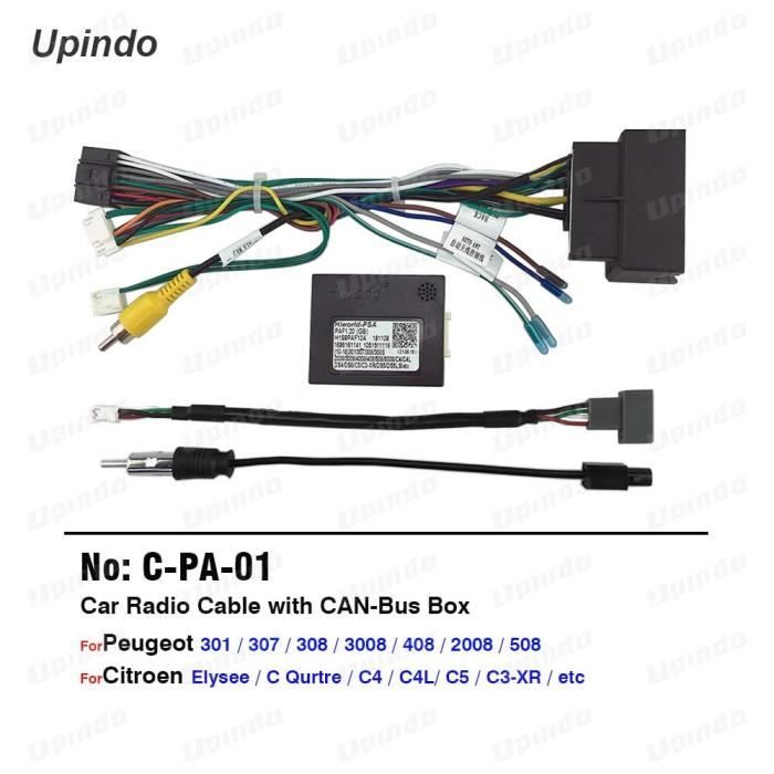 Câble de démarrage,Câble d'autoradio CAN BUS pour PEUGEOT 301 307 408 3008 Citroen C4L, harnais de câblage - CAN Box and Cable