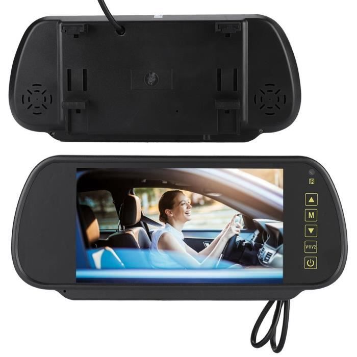 Rétroviseur de voiture,7 pouces 16: 9 LED Écran numérique Rétroviseur de voiture LCD Moniteur de gradation automatique Caméra