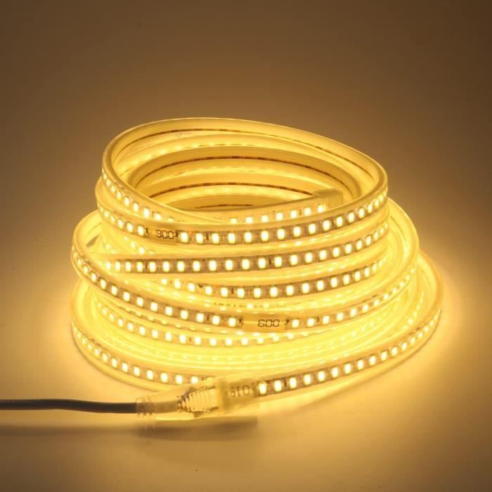 HEGEHE 220V Ruban LED, Blanc Lumière Au LED IP65 étanche Bandeau Flexible Ruban LED Light Strip, Peut être Coupé Tous Les 10cm (6M