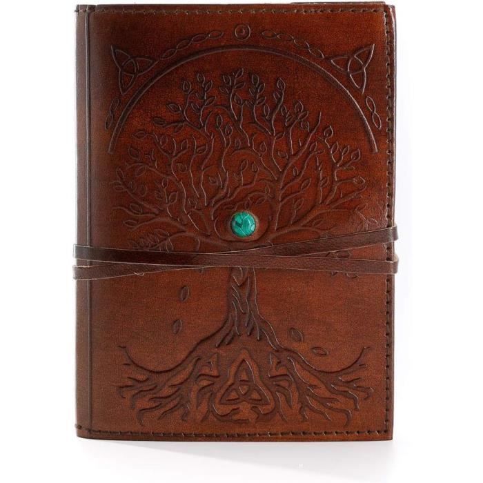 Journal Rechargeable En Cuir A5 - Classeur 6 Anneaux, 100 Feuilles Lignées Incluses, Marron