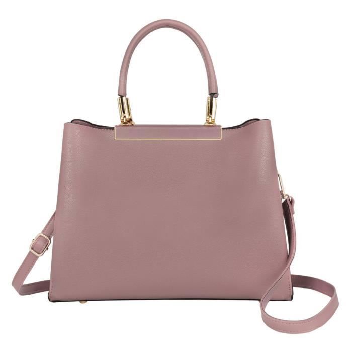 CRAZYCHIC - Sac à Main Femme - Cabas Fourre-Tout Epaule Bandoulière Cuir PU - Compartiments Poches - Ville Elegant Mode - Rose CRAZYCHIC - Sac à Main Femme - Cabas Fourre-Tout Epaule Bandoulière Cuir PU - Compartiments Poches - Ville Elegant Mode - Rose