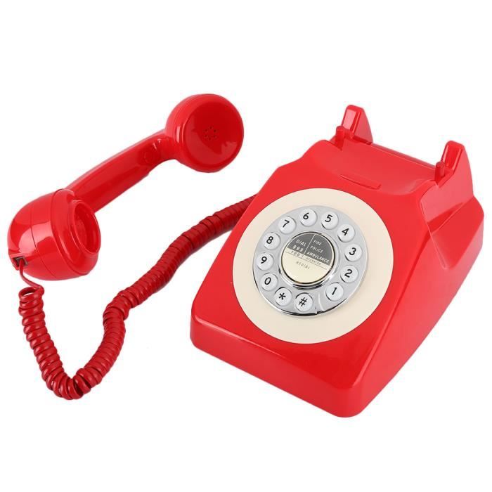 Rouge Hakeeta Téléphone Fixe Téléphone Fixe de Bureau rétro Vintage avec Cadran Rotatif Rouge, Jaune . 