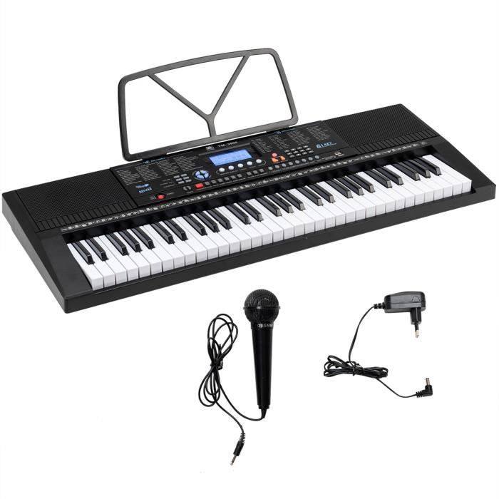 Piano Numérique Pliable 61 Touches – Avec Microphone, Pupitre Et 3 Modes D’Apprentissage – 200 Rythmes Et Timbres Pour Débutants