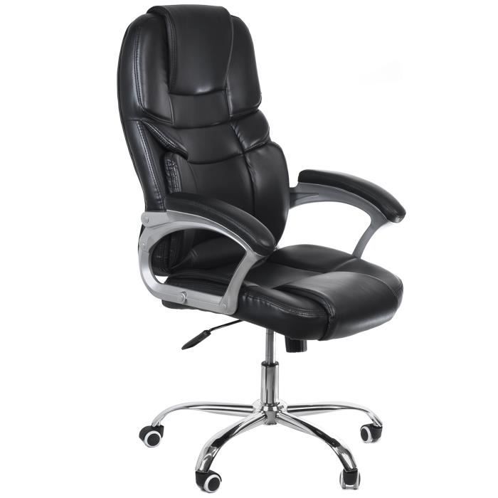 Fauteuil De Bureau Rotatif Cuir Ecologique Pied Chrome High Quality Achat Vente Chaise De Bureau Acier Cuir Ecologique Pvc Cdiscount
