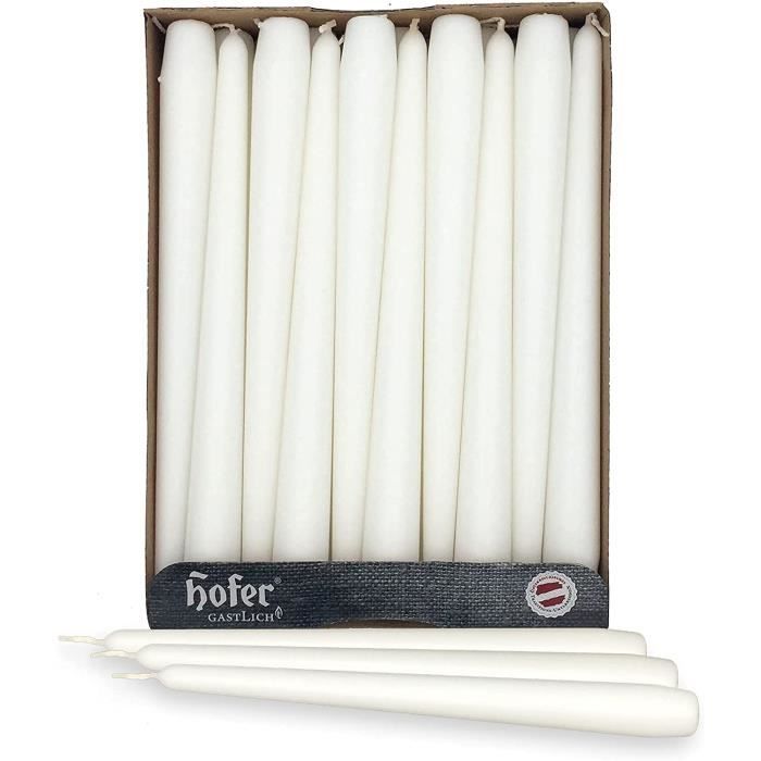 Lot De 6 Bougies Coniques Risthò - Cire Blanche 22 X 40 Cm - Sans Fumée - Idéales Pour Mariage