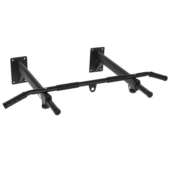 Barre de traction - barre de Fitness - HOMCOM - fixation murale support sac de frappe ou sangles TRX intégré - max. 150 Kg - noir