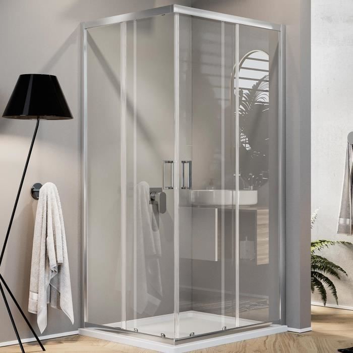 Cabine De Douche Angulaire Idralite Young Duo 2 – 75x140 Cm H198 – 2 Portes Coulissantes