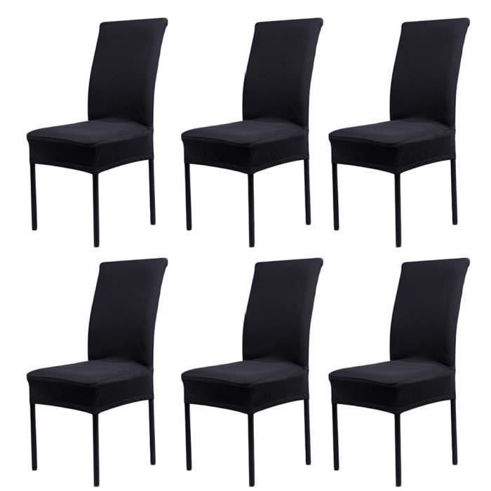 Lot de 6 Housses de Chaise Extensibles Universelle  Moderne  Noir