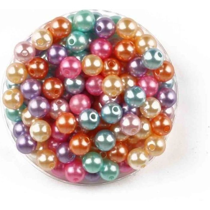 Perles acryliques nacrées rondes pastel 0,8 cm x 130 pcs - MegaCrea {couleur}