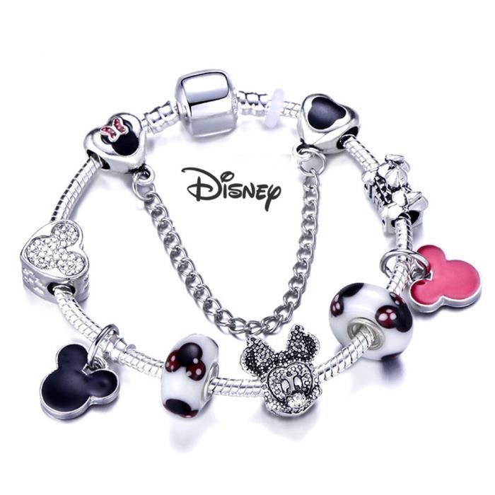 Bracelet Mickey Minnie 18CM Disney Mickey Minnie Style Pandora Blanc Cristal Swarovski Charms Bracelet Argent 925 Achat Vente charm s Bracelet Mickey Minnie 18CM Femme Adulte