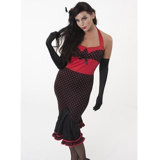 Déguisement robe de cabaret femme noir et rose