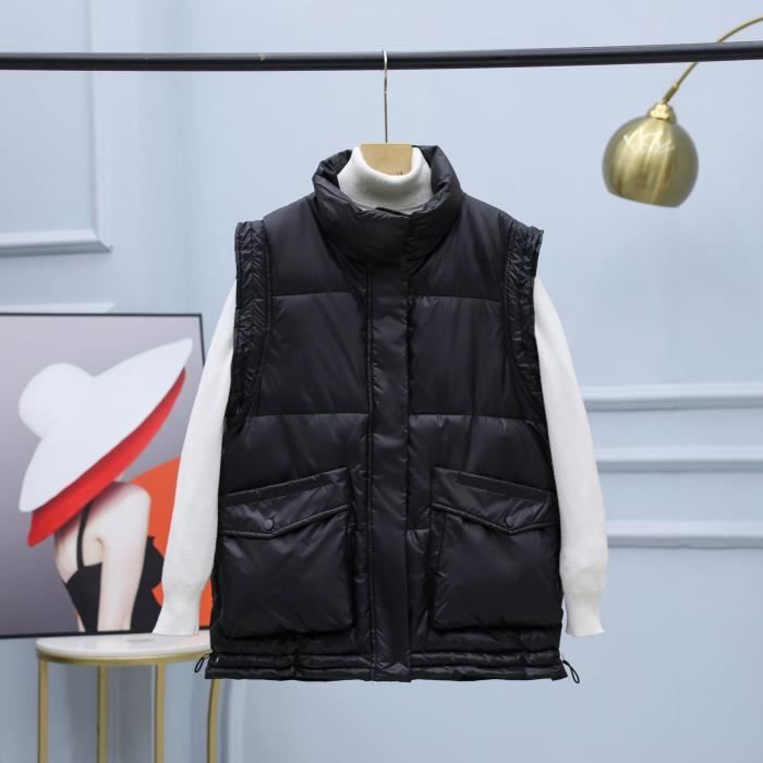 DOUDOUNE Femme Mode Ample couleur unie Sans manches Coton Noir