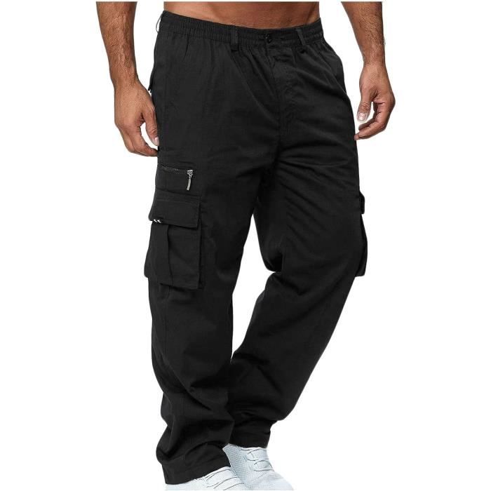 Pantalon Cargo Homme - Schage Rapide - Multi Poches - Noir
