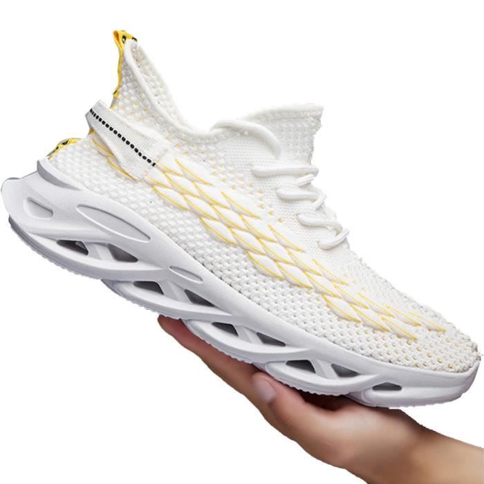 LEOCLOTHO Chaussures de sport Homme - LEOCLOTHO - Blanc - Textile - Lacets - Talon plat