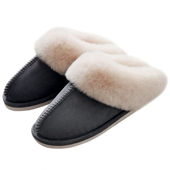 Chaussons Pour Femmes & Hommes Mousse à Mémoire De Forme Chauds Chaussons Confortables Doubl S En Peluche Chaussures De Maison