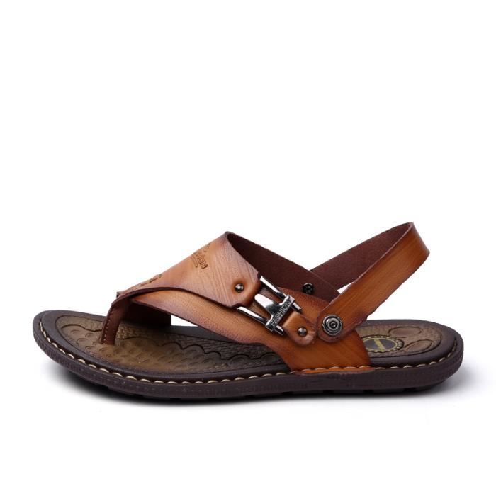Sandales Homme En Cuir - Bouts Fermés, Confort Été, Plage, Randonnée - 8