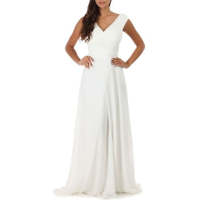 Robe longue drapée online romaine blanche
