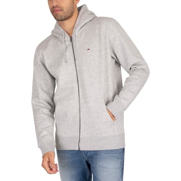 Sweat à capuche zippé TOMMY JEANS Gris Coton biologique