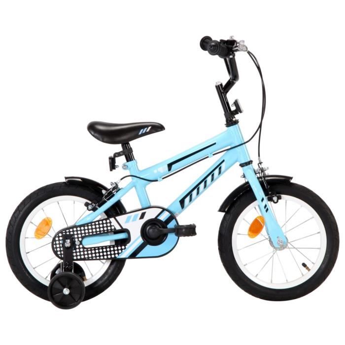 vidaXL Vélo pour enfants 14 pouces Noir et bleu