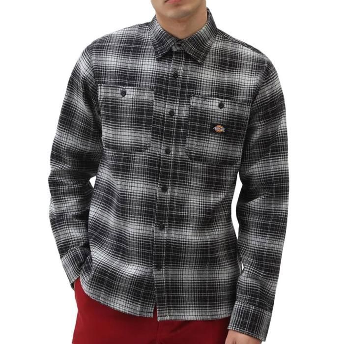 Chemise Homme Manches Longues Dickies à Carreaux Noir- Evansville Black