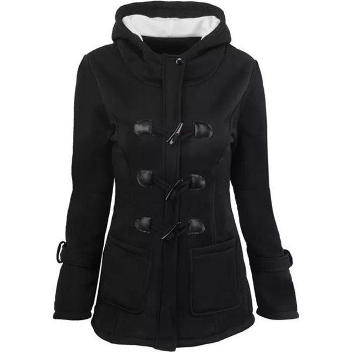 Manteau Femme Uni Veste Blouson a capuche Grande Parka VeTements Noir FBC94G Noir Cdiscount Pret a Porter