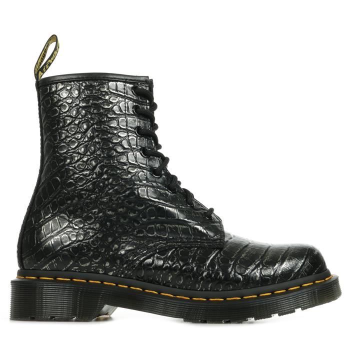 Boots Dr Martens 1460 Wn s Femme Noir Cuir Lacets Talon