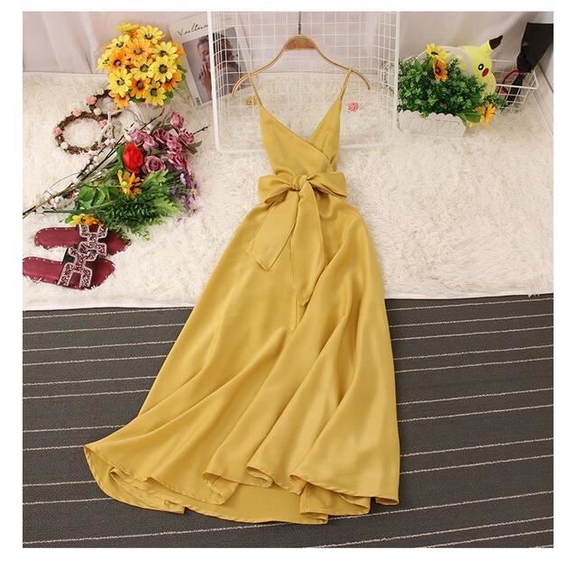 Robe longue bohème en coton soyeux avec décolleté V
