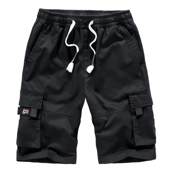JACKETOWN Shorts Hommes Cargo Coton - Bermudas Été Taille Élastique Avec Poches - Confort Et Style Décontracté