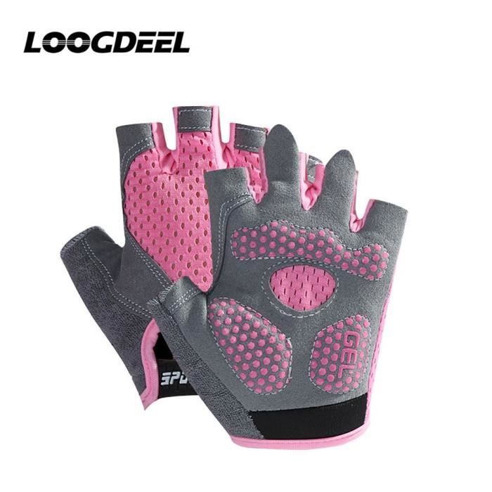 Gants Enfants Demi-Doigts Respirants Pour Vélo Et Sports - Antichoc, Protection Paumes, Idéal 4-10 Ans (Rose/Bleu/Noir)