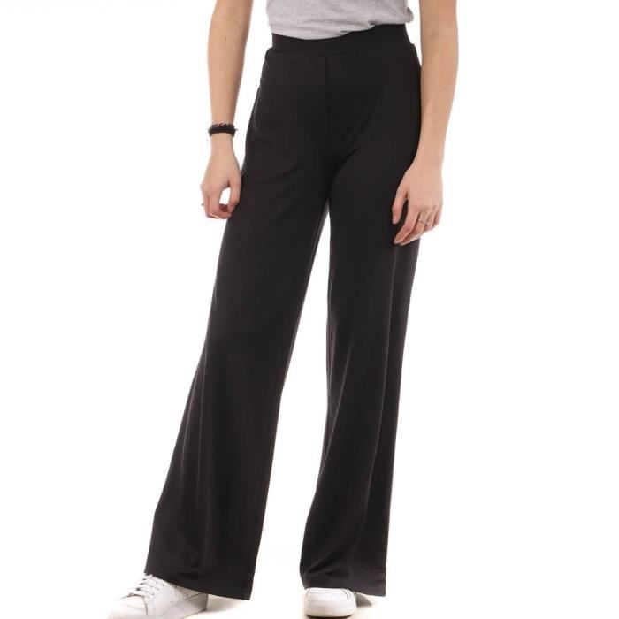 Pantalon Fluide Noir Femme Only Wide Black Cdiscount Pr t Porter