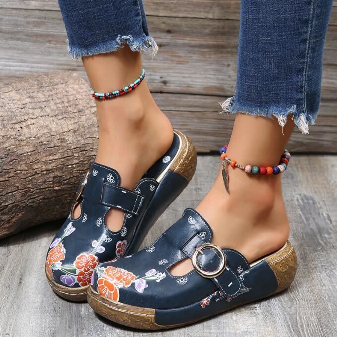 Mode Femmes Toe Chaussures Fleur de fond plat d t Nu pieds