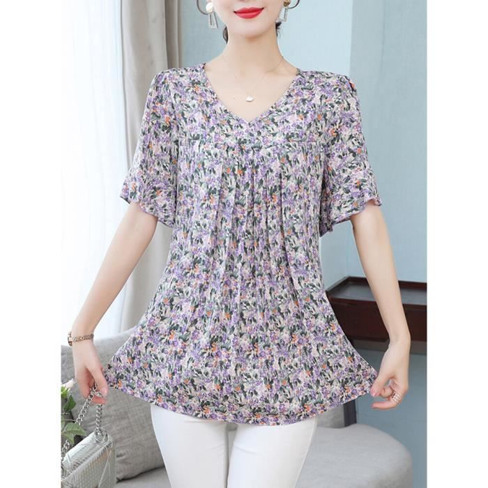 Chemisier Mousseline De Soie Grande Taille Femme - Manches Dolman Imprimé Floral Élégant Et Fluide