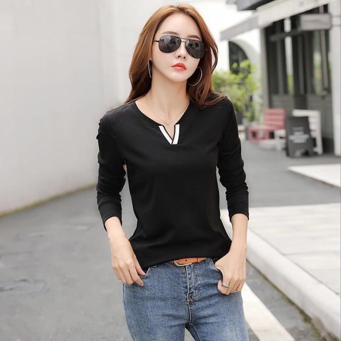 Chemise Bottles Fashion Chemisier en coton col en V pour femme