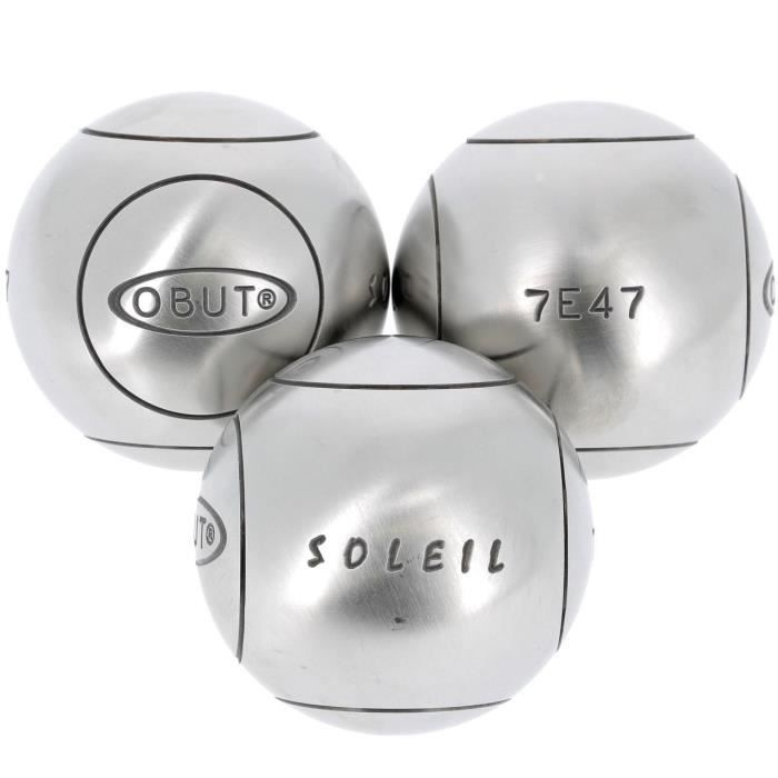 OBUT MATCH - Set De 3 Boules De Pétanque 73mm 700gr - Strie 1 - Pour Tous Joueurs