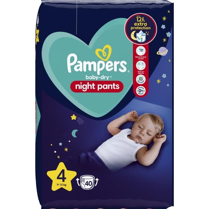 Couches-culottes PAMPERS Baby-Dry Night Pants - Taille 4 - 40 couches