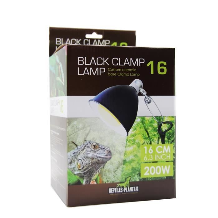 Éclairage Support de Lampe pour Reptile Black Clamp 16 D16 x H19 cm REPTILES-PLANET