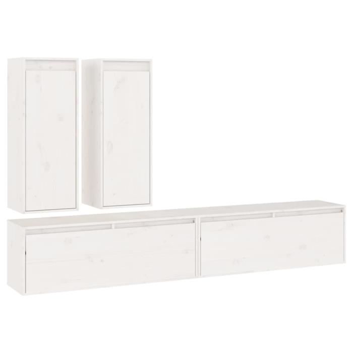 Meuble TV Mural VidaXL - Étagères Latérales, Bois Ingénierie Noir, 152x22x113 Cm - Rangement Multimédia Moderne