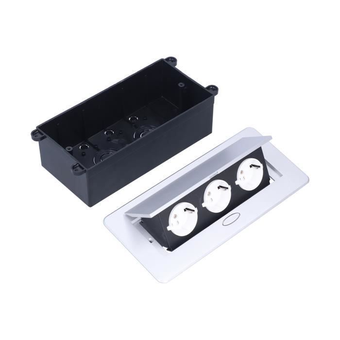 Boîte De Prise électrique Au Sol Double + USB – Acier Inox & PC – 4000W IP40 – Étanche Pour Bureau, Maison - 5