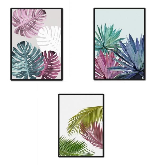 D Ensemble De 3 Enfants Chambre Affiche Chambre De Bebe Din Fille D Pepiniere Decoration Feuille De Plante 50x Cdiscount