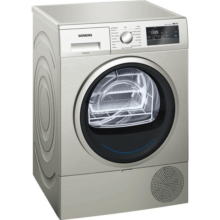 Siemens sèchelinge pompe à chaleur avec condenseur 60cm 8kg a++ silver wt45rvx0ff