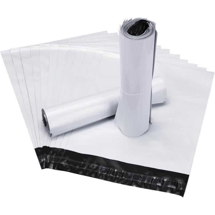 Sacs D'expédition Plastique 150 Pièces - 35x45 Cm, Blancs, Imperméables Et Indéchirables