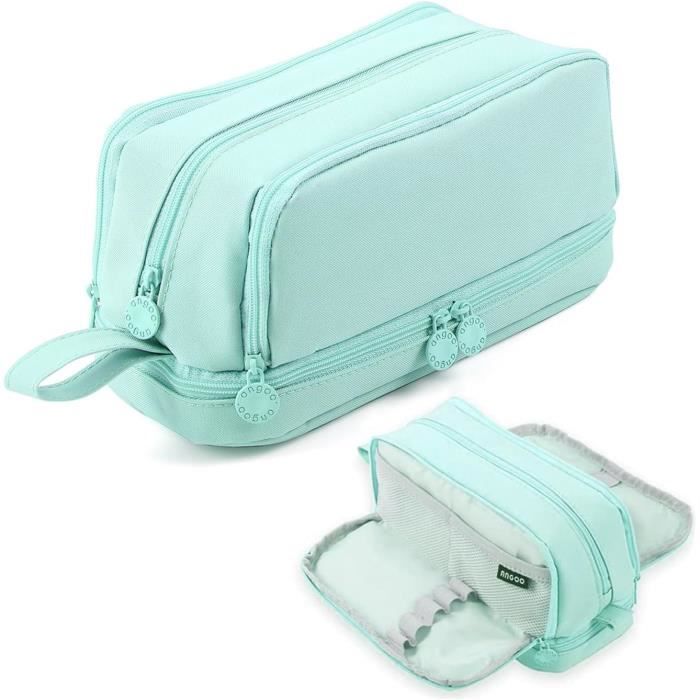 Trousse Scolaire, Trousse Transparente à 2 Compartiments, Grande Trousse à Crayons En Maille