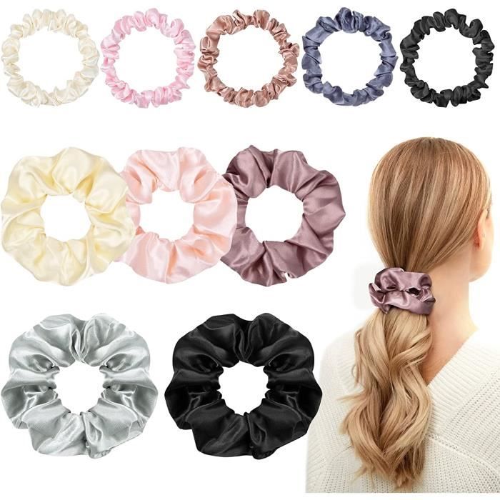 Glov Satin Scrunchies - Élastique à cheveux S/M/L, champagne