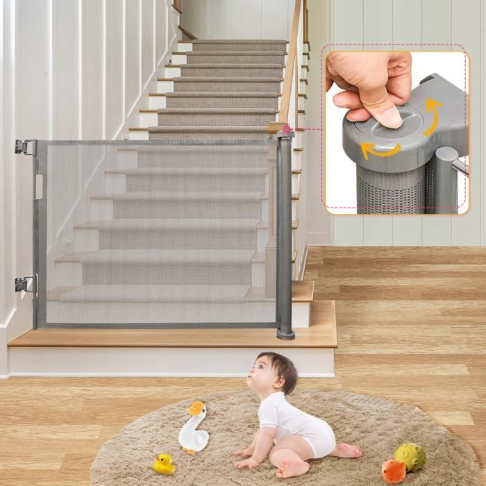 Barrière de sécurité pour bébé - SUPFINE - extensible jusqu'à 180cm - gris