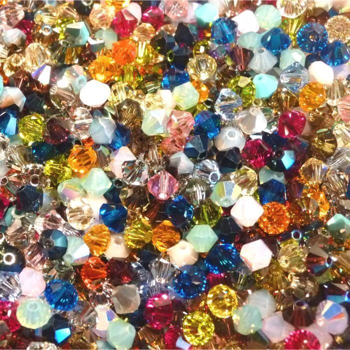 50 Perles Swarovski® Toupies 4mm MIX MULTICOLORE