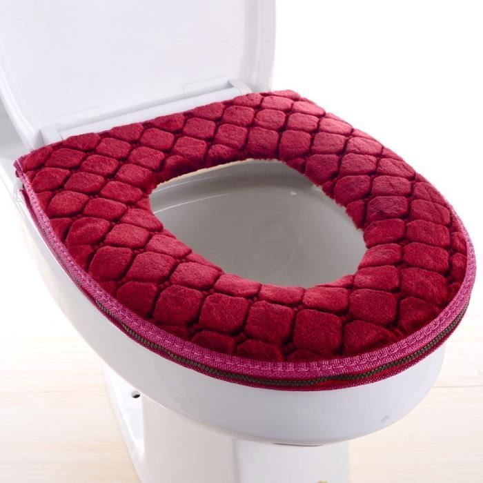 2pcs Housse de Siege de Toilette Chaud Protection Housse de Cuvette Couvercle Toilette Siege Housse pour abattant WC Rouge Cdiscount Bricolage