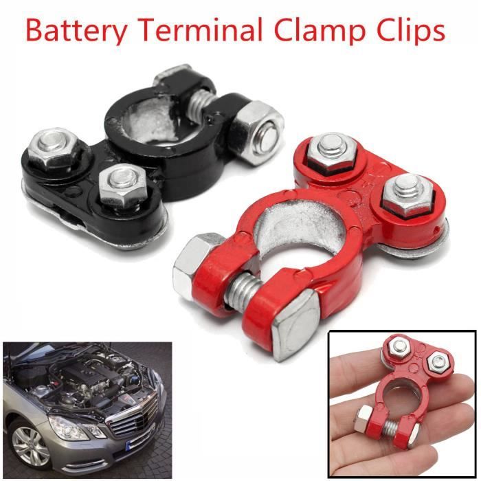 Set Car Automotive SUPERIEUR cosses de la Batterie Automobile Fil de Batterie Cosses Connecteurs Clamp Kit Noir et Rouge Outil clé Diamoen 2Pcs 