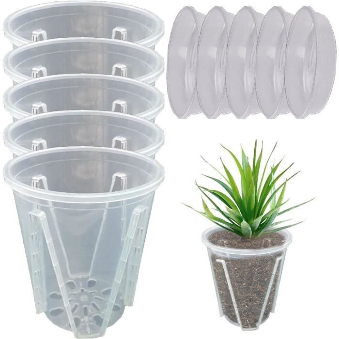 ZIRKA Lot De 6 Pots à Orchidée Transparents Avec Trous En Plastique 17,8 C