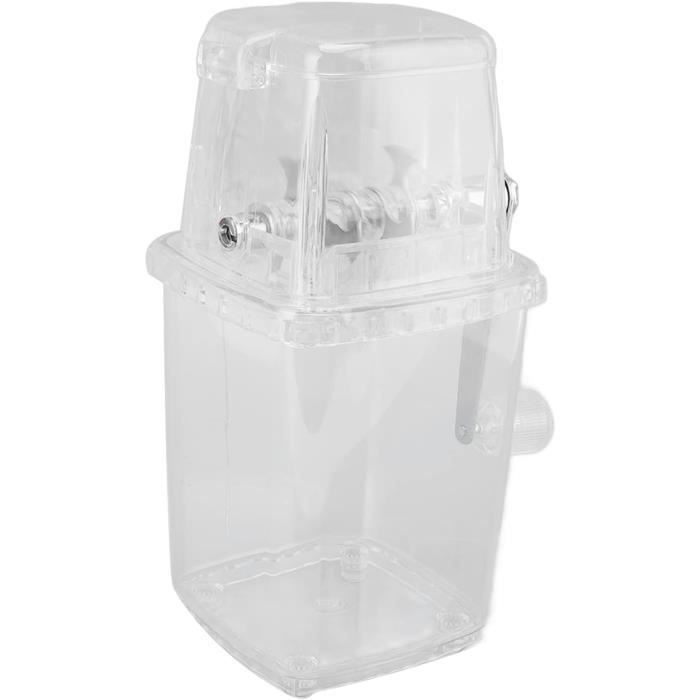 Broyeur à glace manuel à manivelle transparent antirouille multifonctionnel pour la maison et la cuisine (transparent