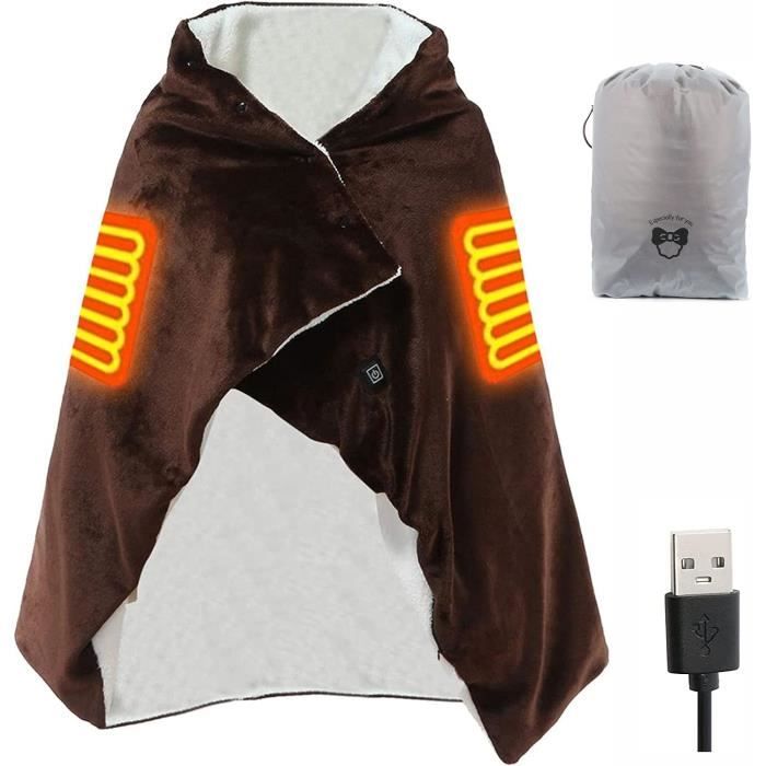 Couverture Chauffante électrique USB 150x80 Cm - 3 Niveaux De Chaleur (35°C à 65°C), Arrêt Automatique - Pour Canapé, Lit, Bureau, Camping
